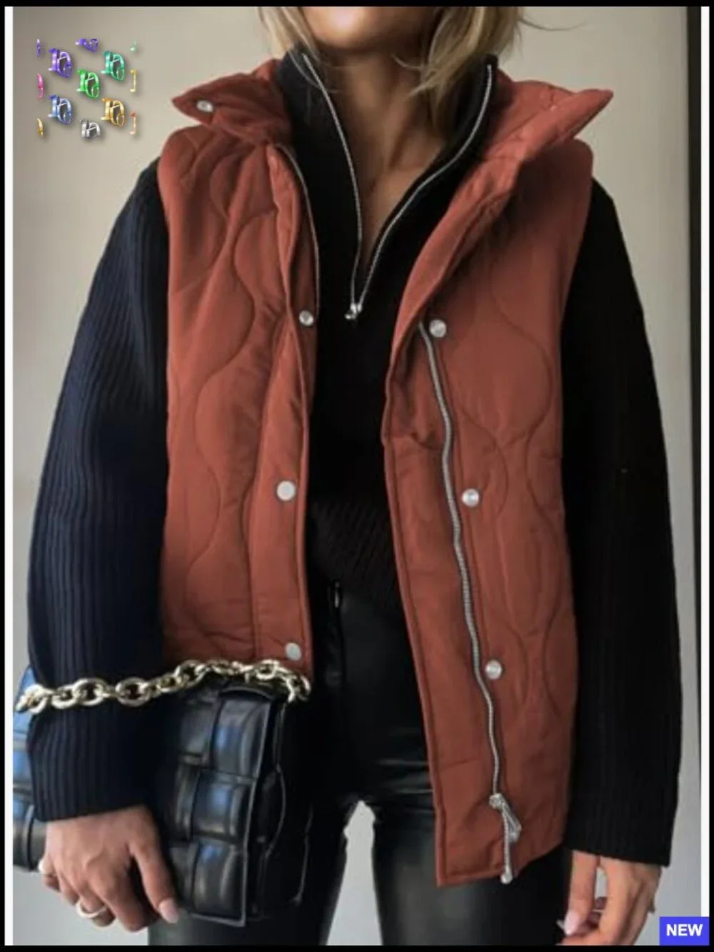 Cropped Puffer Vest Lightweight Quilted Stand Collar Sleeveless Jacket Chic - Picture 2 of 7